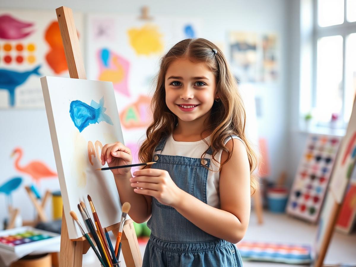 Young artist painting